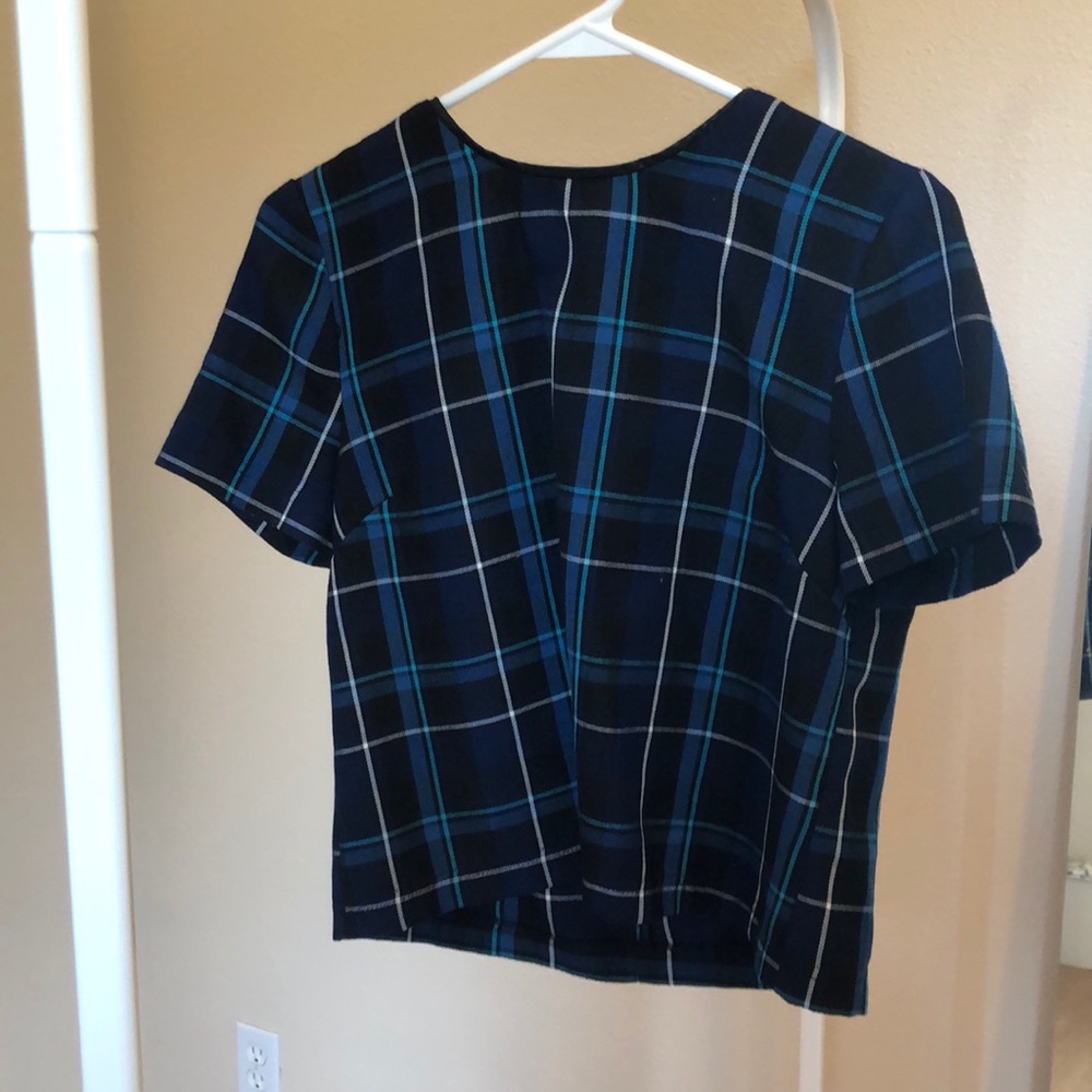 blue plaid top